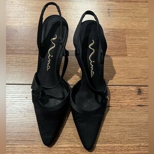 Nina Black Women's Slingback Heels